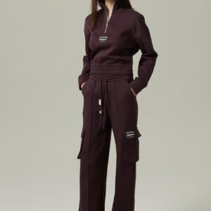Ensemble sweat à col zippé et pantalon cargo