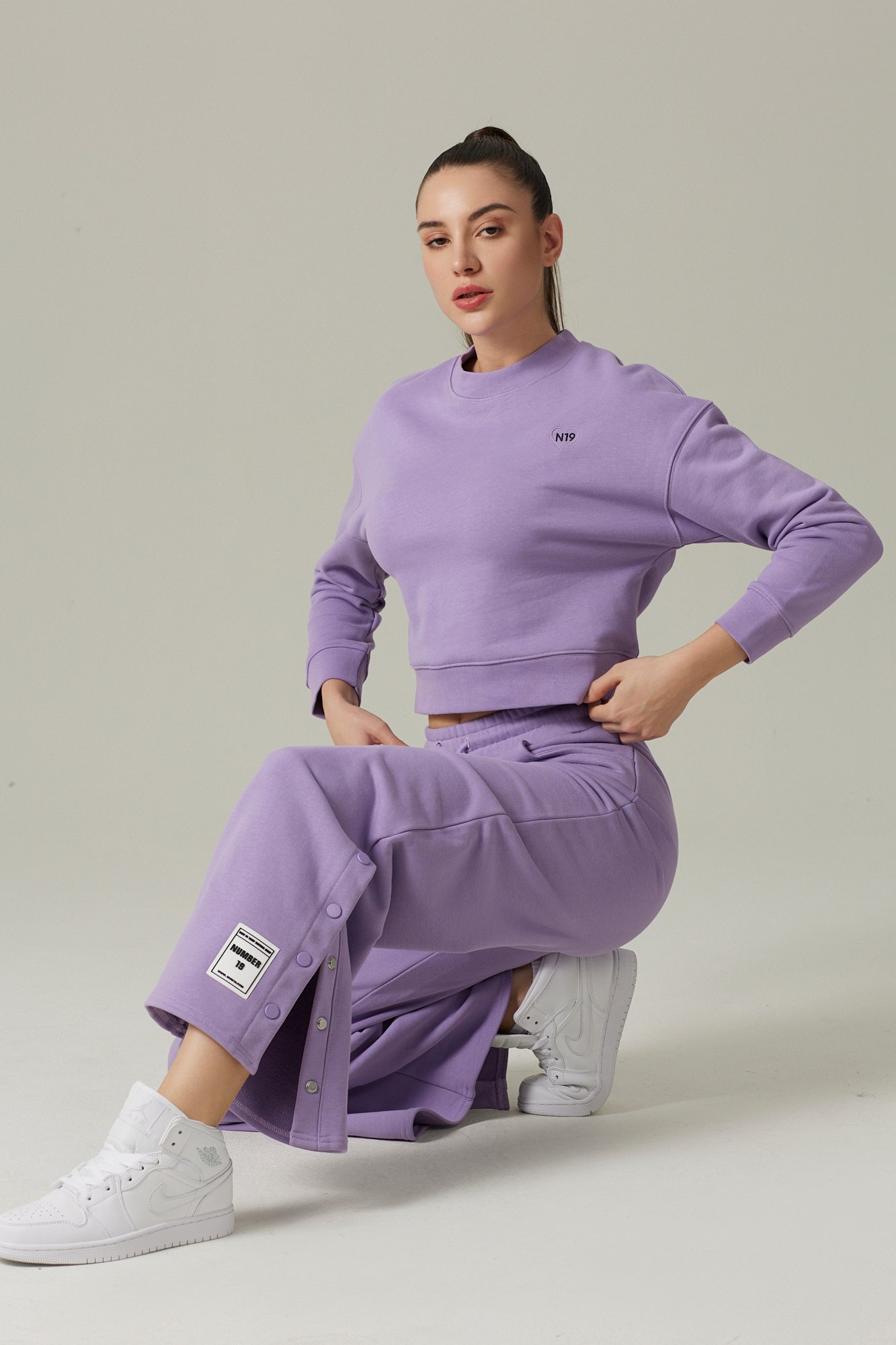 Ensemble Sweat col rond uni et Pantalon boutton – Image 10