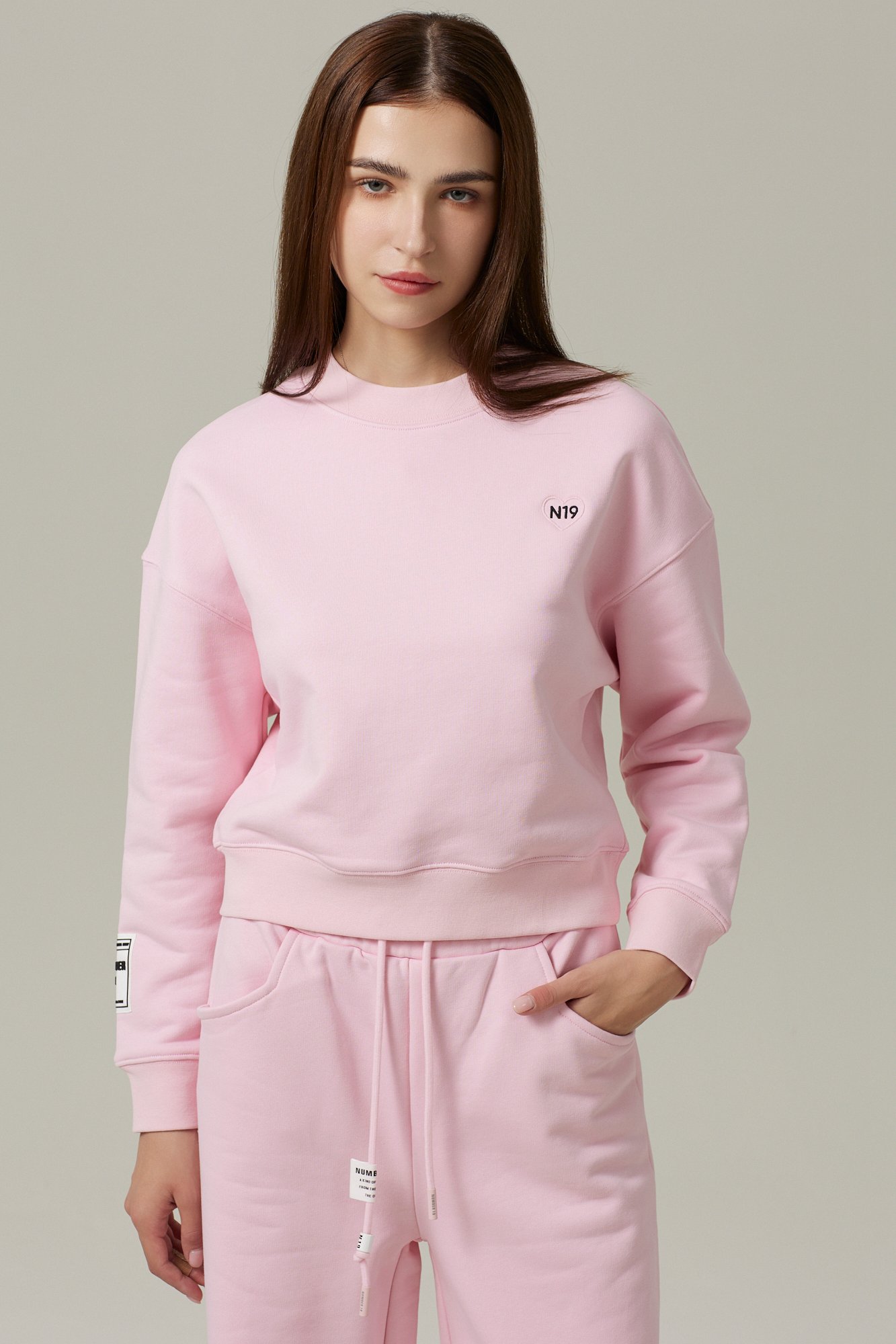 Ensemble Sweat col rond uni et Pantalon boutton – Image 2