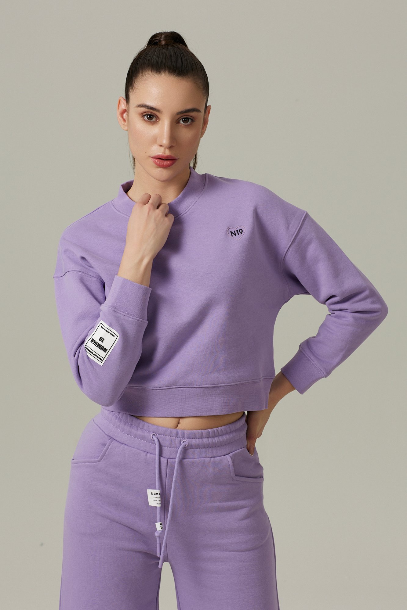 Ensemble Sweat col rond uni et Pantalon boutton – Image 11